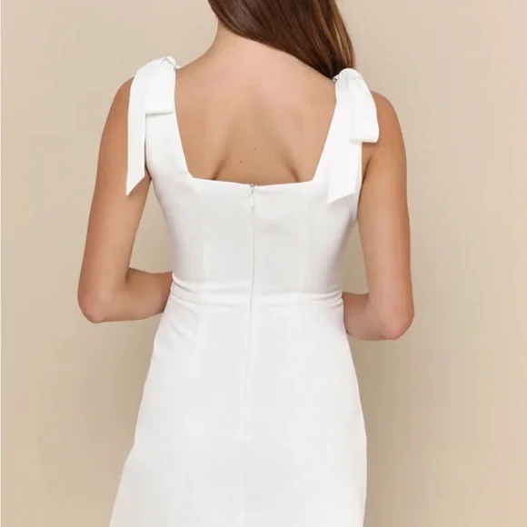 Lulu's White Tie-Shoulder Mini Dress - Picture 3 of 14